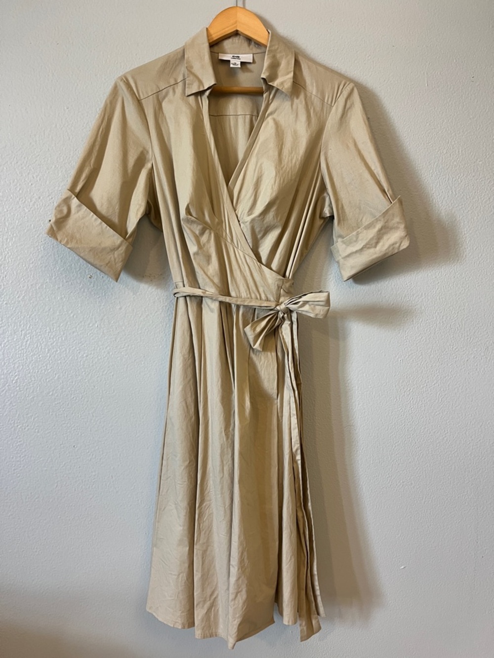 🔥Beige Cotton Midi Wrap Around Dress 3/$20 or 5/30
